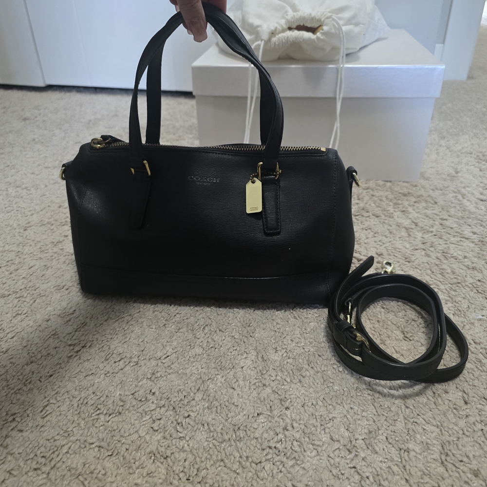 Coach Black Leather Satchel with Gold Hardware